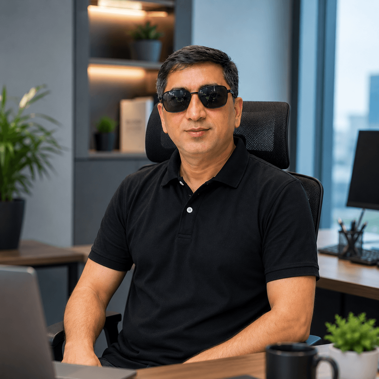 Subash Lamichhane sitting in his office
